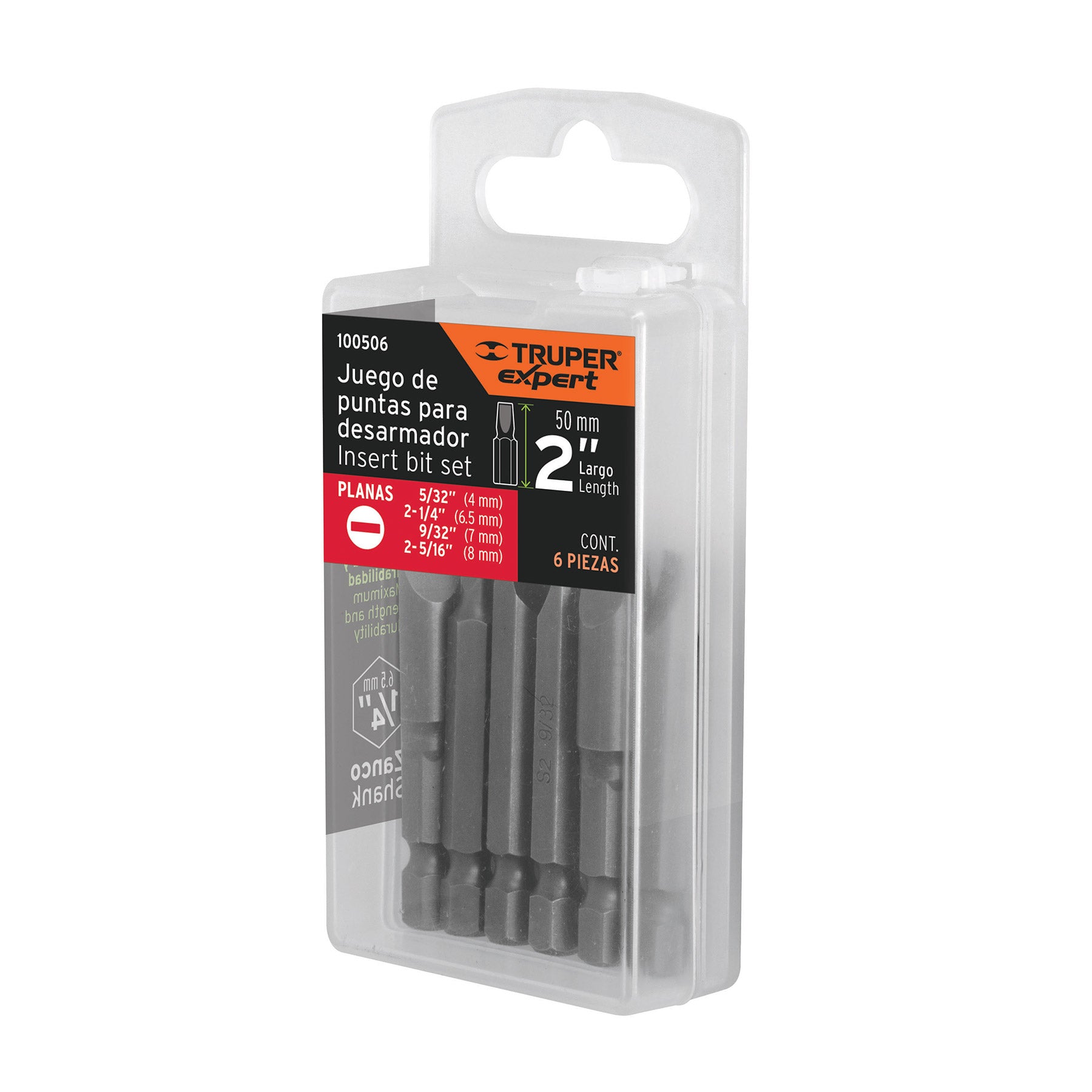 Estuche con 6 puntas planas combinadas largo 2', EXPERT, Expert, SKU 100506 — vista 2