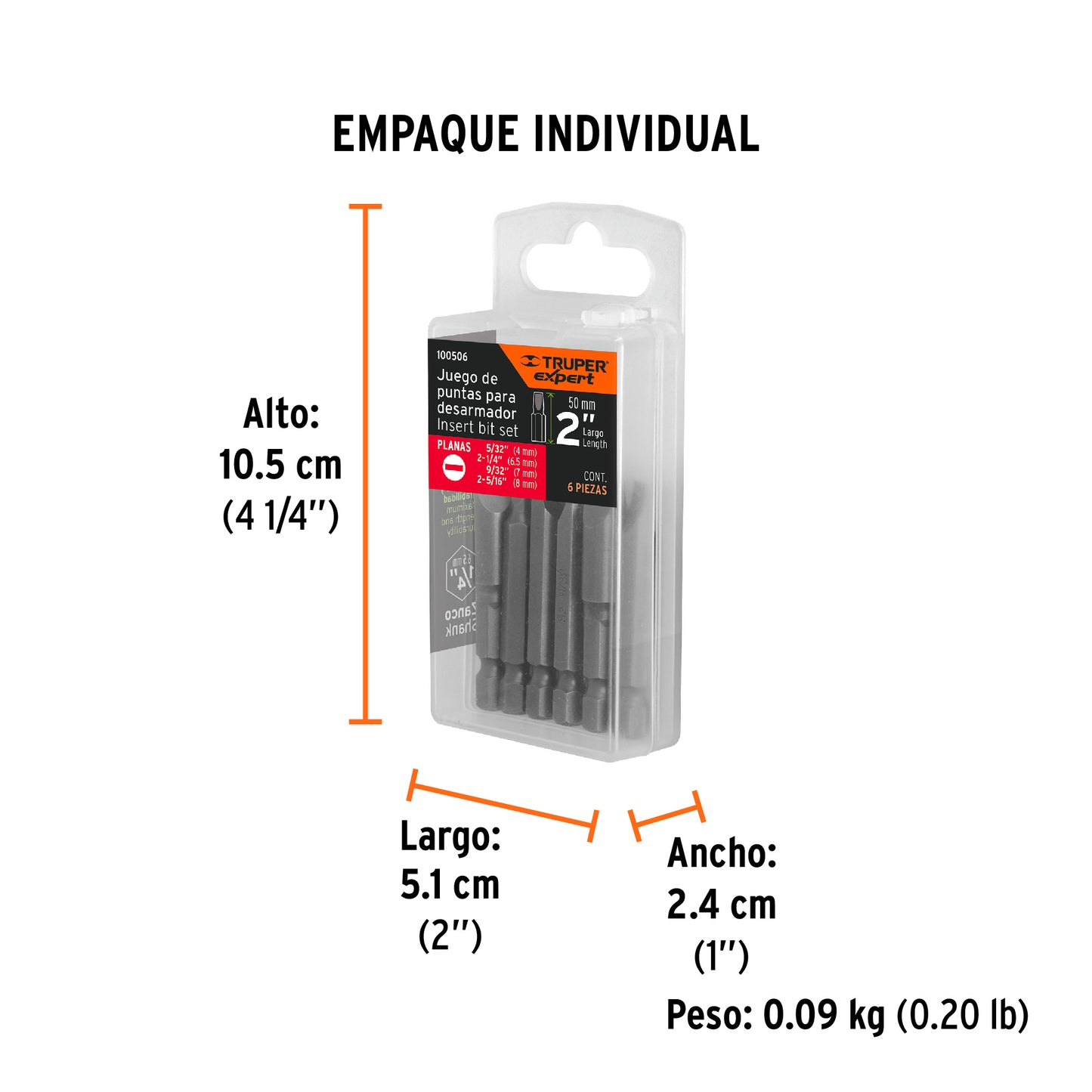 Estuche con 6 puntas planas combinadas largo 2', EXPERT, Expert, SKU 100506 — vista 5