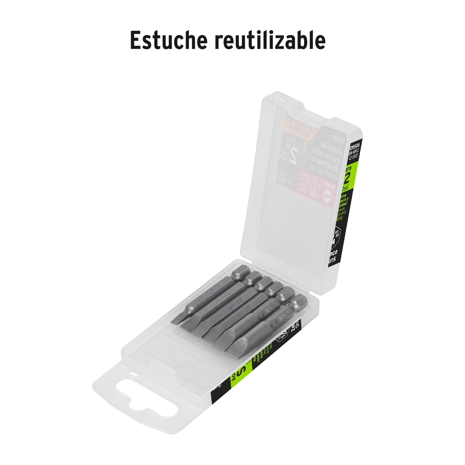 Estuche con 6 puntas planas combinadas largo 2', EXPERT, Expert, SKU 100506 — vista 4