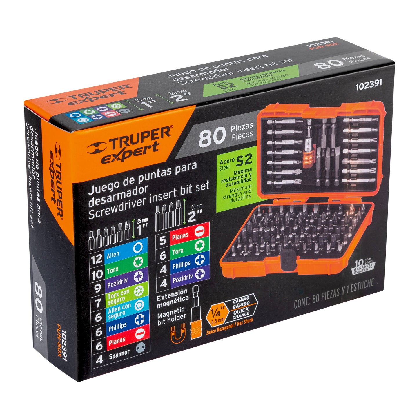 Juego de puntas mixtas 1' y 2', 80 piezas, TRUPER EXPERT, Expert, SKU 102391 — vista 2