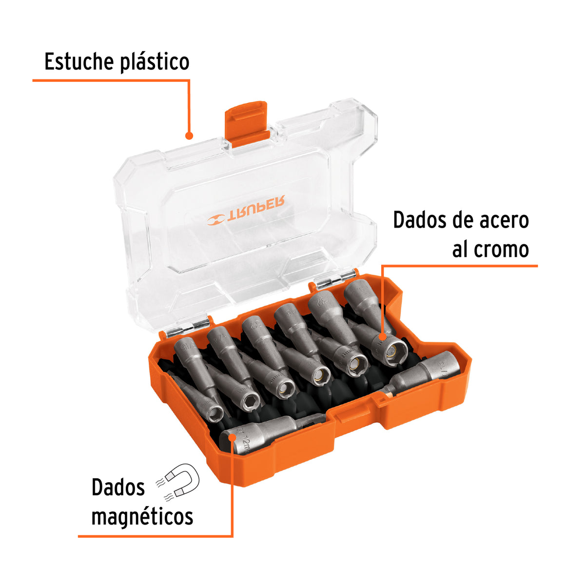 Juego de 14 dados magnéticos para taladro, TRUPER, Truper, SKU 101961 — vista 3
