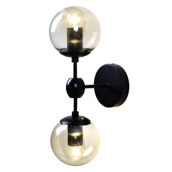 Lámpara de 2 Luces para Pared Negro 40W 90-130V E27 Q16022-BK/AM