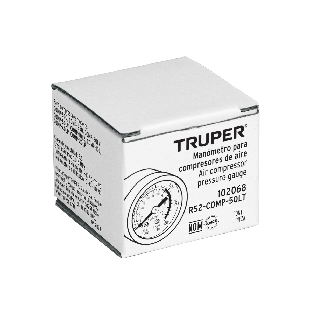 Manómetro para compresores Grupo 2, TRUPER, Truper, SKU 102068 — vista 2
