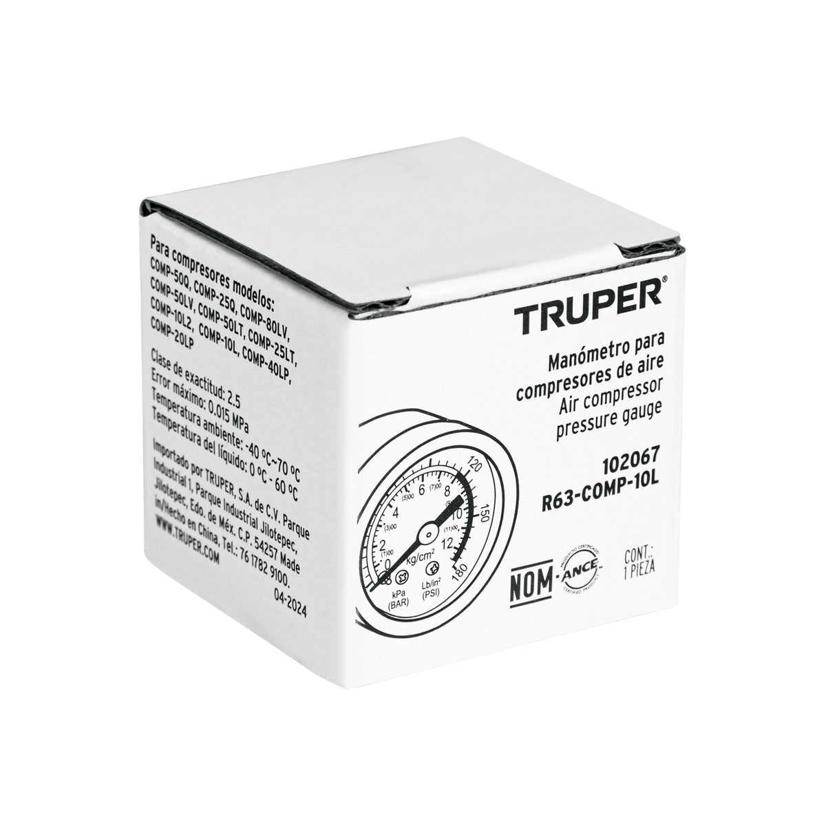 Manómetro para compresores Grupo 1, TRUPER, Truper, SKU 102067 — vista 2