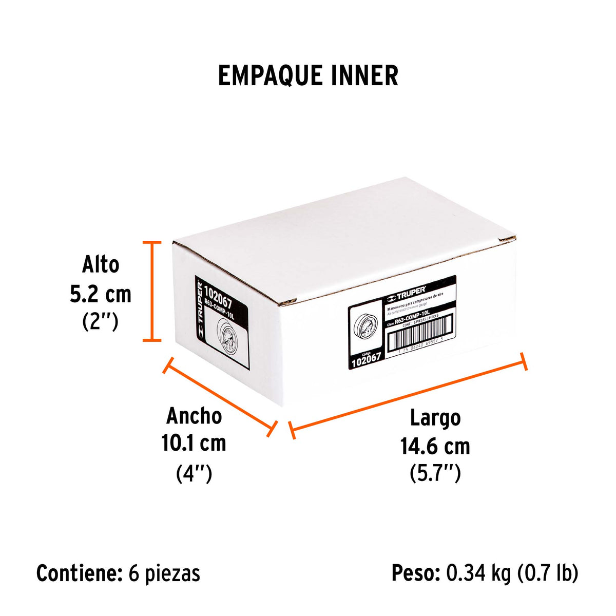 Manómetro para compresores Grupo 1, TRUPER, Truper, SKU 102067 — vista 6