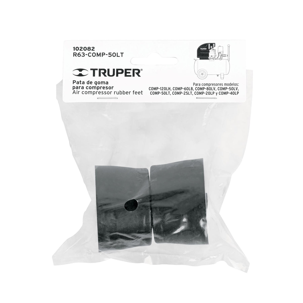 2 patas de goma para compresores Grupo 6, TRUPER, Truper, SKU 102082 — vista 2