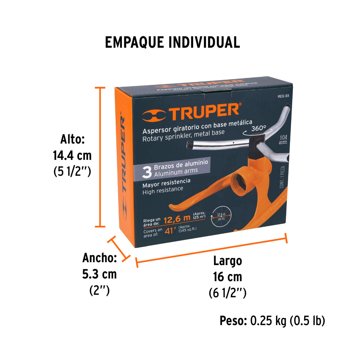 Aspersor b/metálica giratorio 3 brazos de aluminio, TRUPER, Truper, SKU 10303 — vista 5