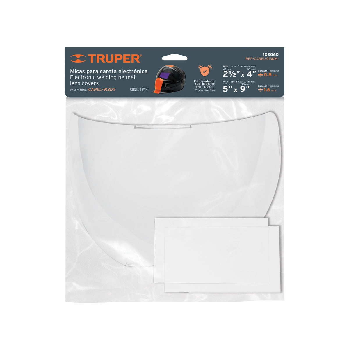 Bolsa con 2 micas para careta CAREL-913DX (2021), TRUPER — foto oficial 2