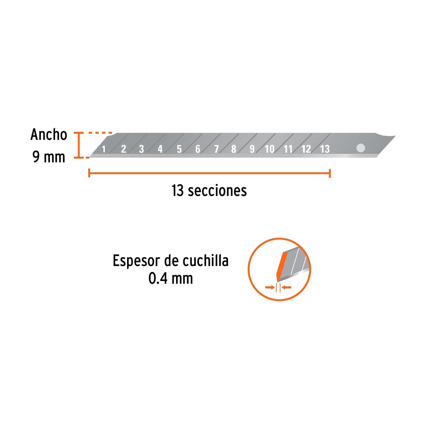 Estuche con 10 cuchillas SK2 de 9 mm para cutter Expert, SKU 100098 — vista 3