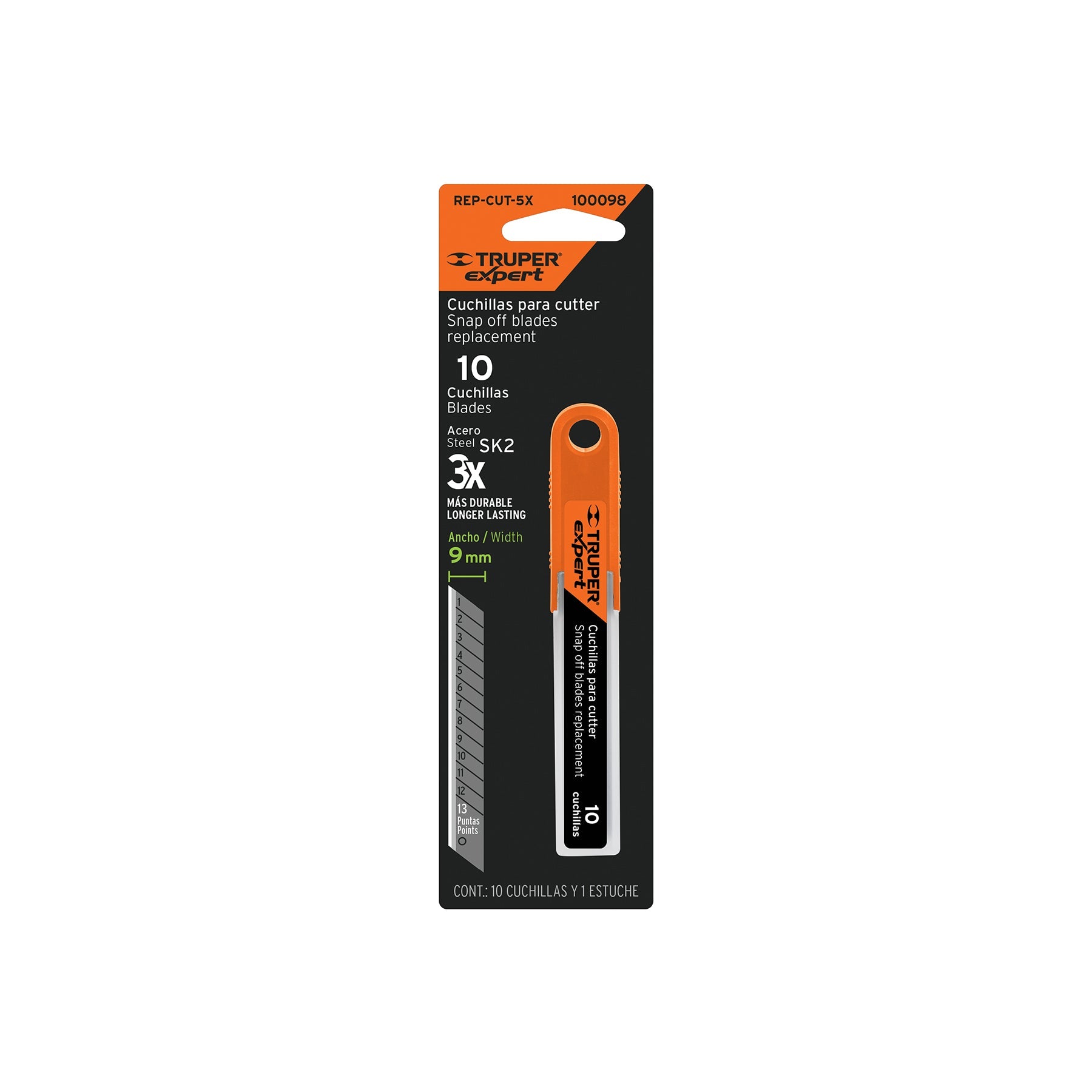 Estuche con 10 cuchillas SK2 de 9 mm para cutter Expert, SKU 100098 — vista 5