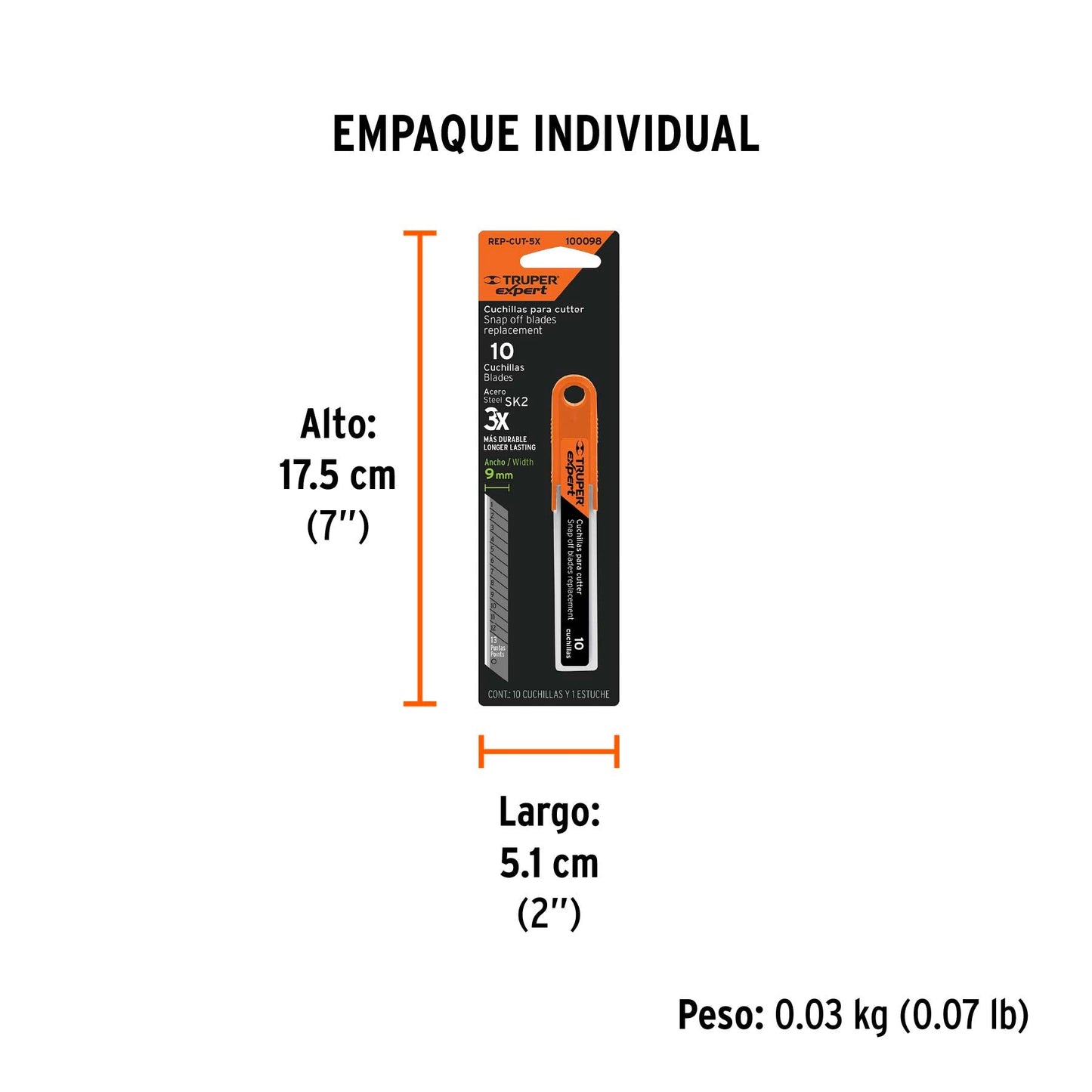 Estuche con 10 cuchillas SK2 de 9 mm para cutter Expert, SKU 100098 — vista 9