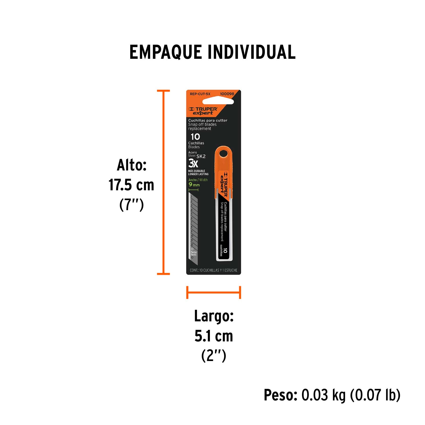 Estuche con 10 cuchillas SK2 de 9 mm para cutter Expert, SKU 100098 — vista 9