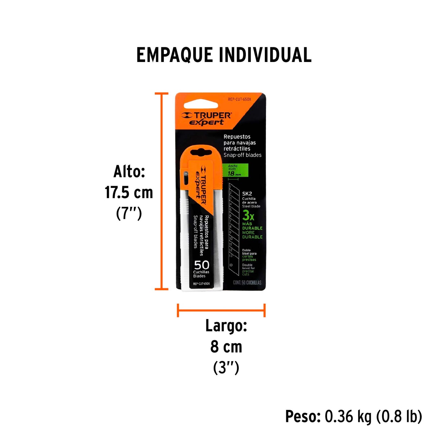 Estuche con 50 cuchillas SK2 de 18 mm para cutter, EXPERT, Expert, SKU 100131 — vista 5