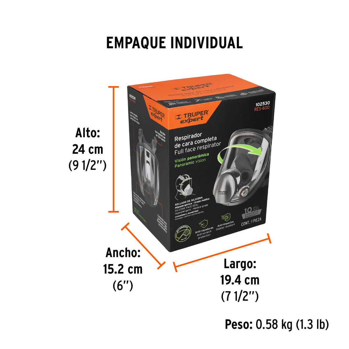 Respirador de cara completa, reutilizable, TRUPER EXPERT, Expert, SKU 102530 — vista 5