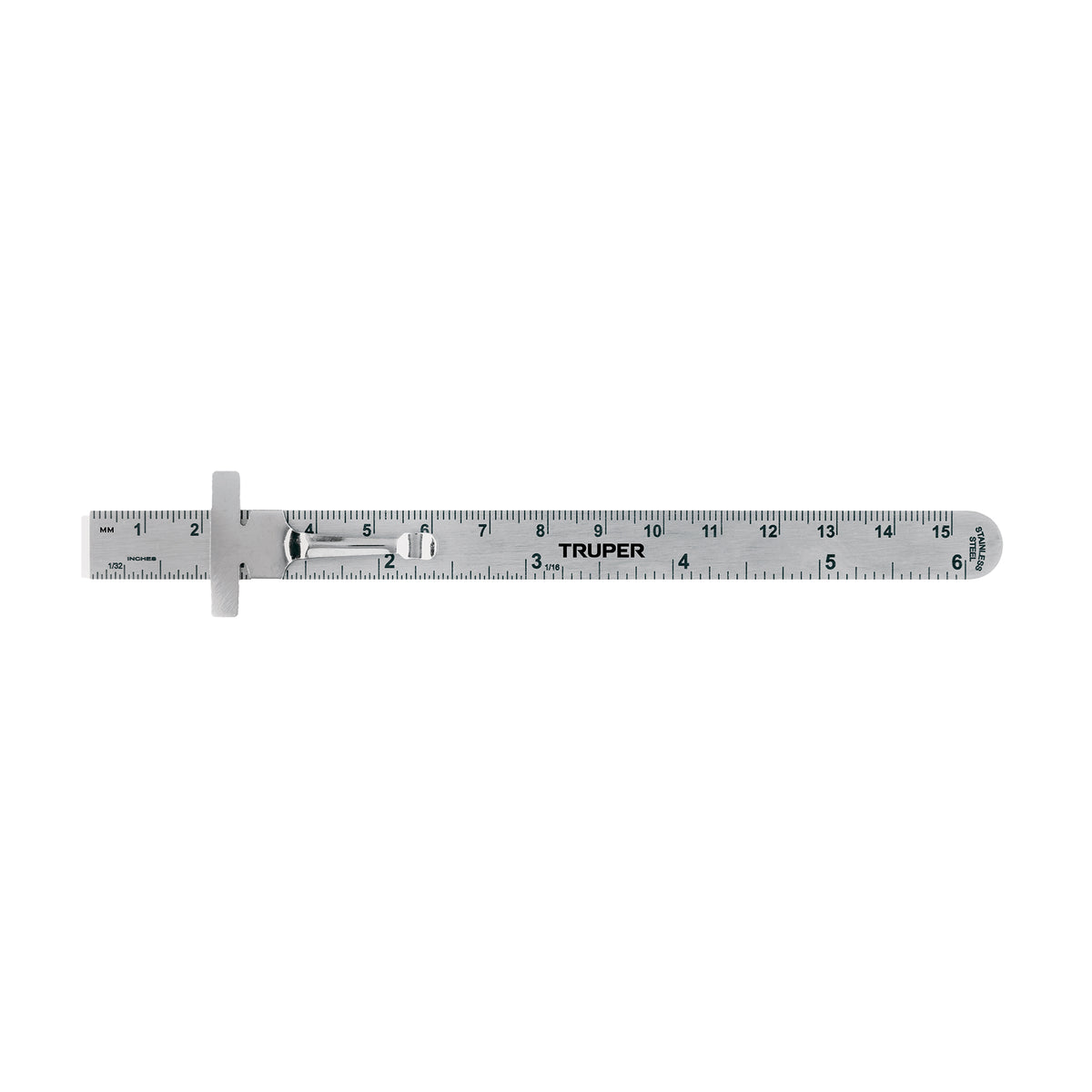Regla 15 cm de acero inoxidable de bolsillo, TRUPER — foto oficial 1