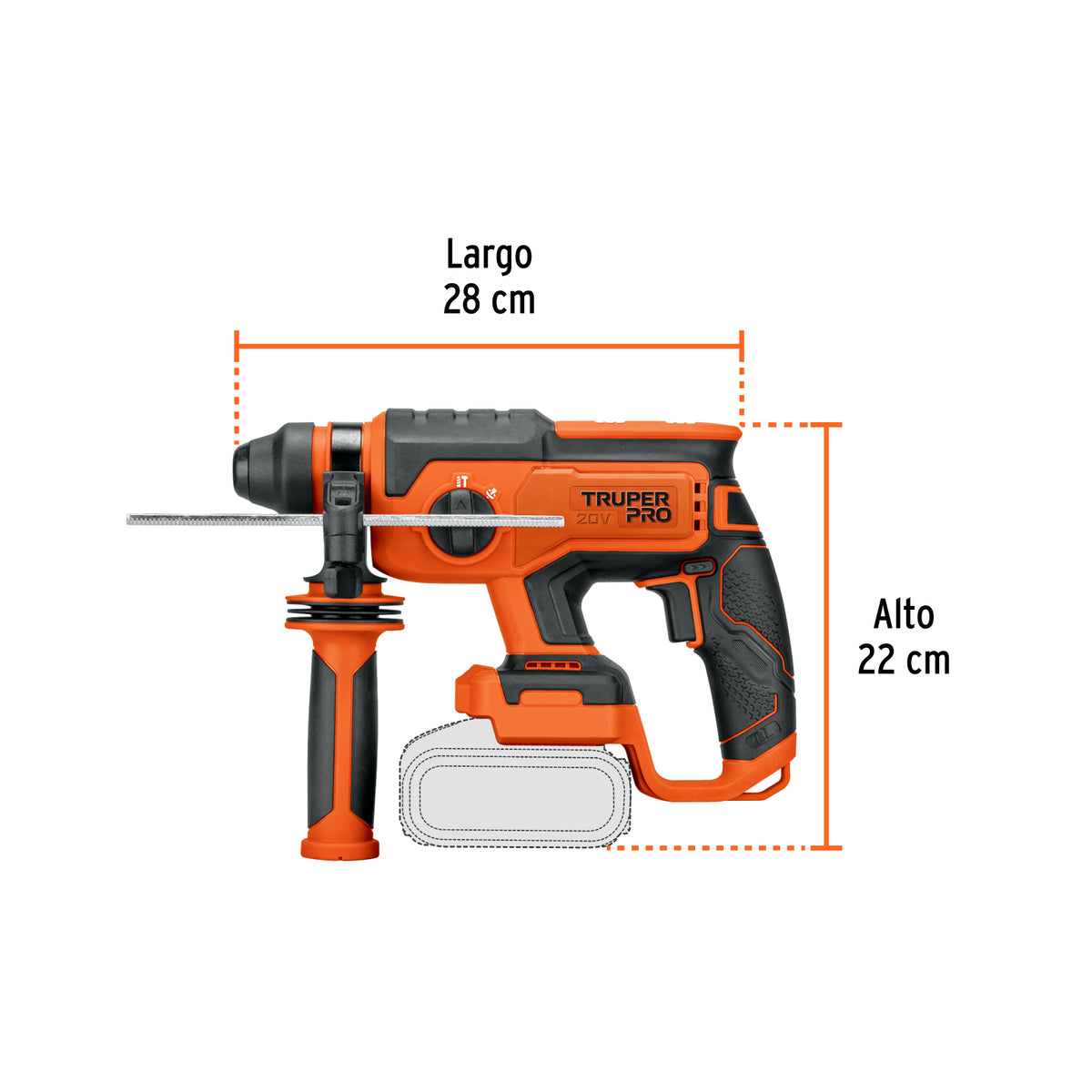 Rotomartillo SDS Plus/destornillador 20V, 2J, sin accesorios, Truper, SKU 103264 — vista 3