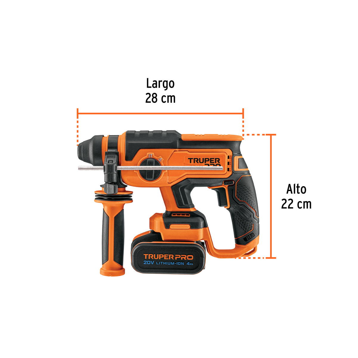 Rotomartillo SDS Plus/destornillador 20V, 2 J, 1 batería 4Ah, Truper, SKU 103263 — vista 4