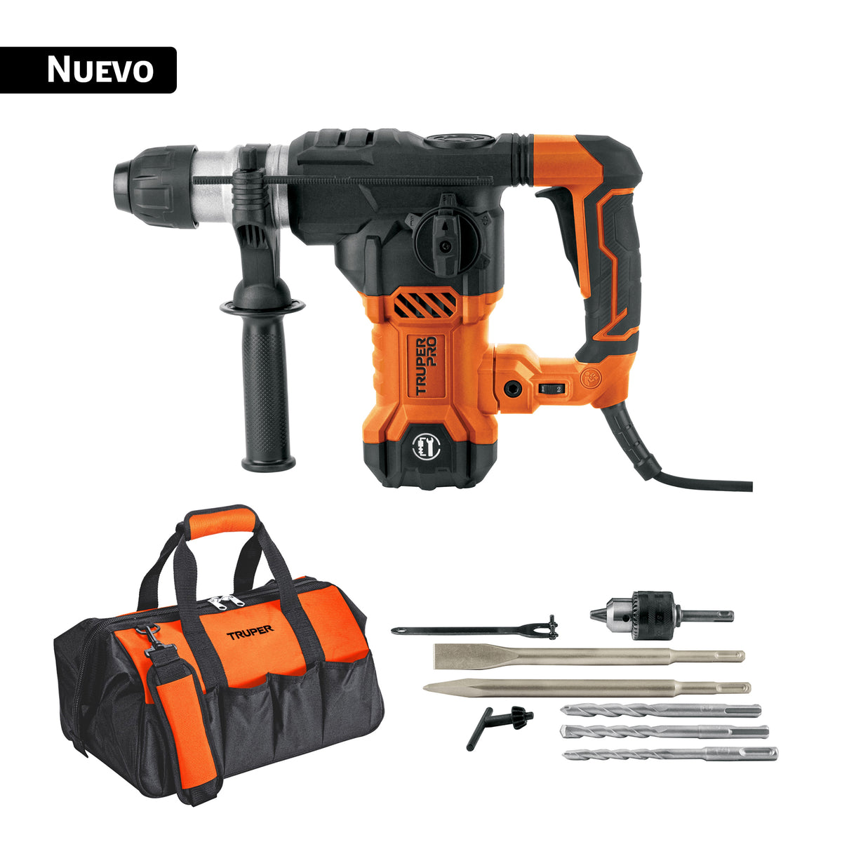 Rotomartillo SDS Plus/destornillador 6 J, 1500W, TRUPER PRO, Truper, SKU 103592
