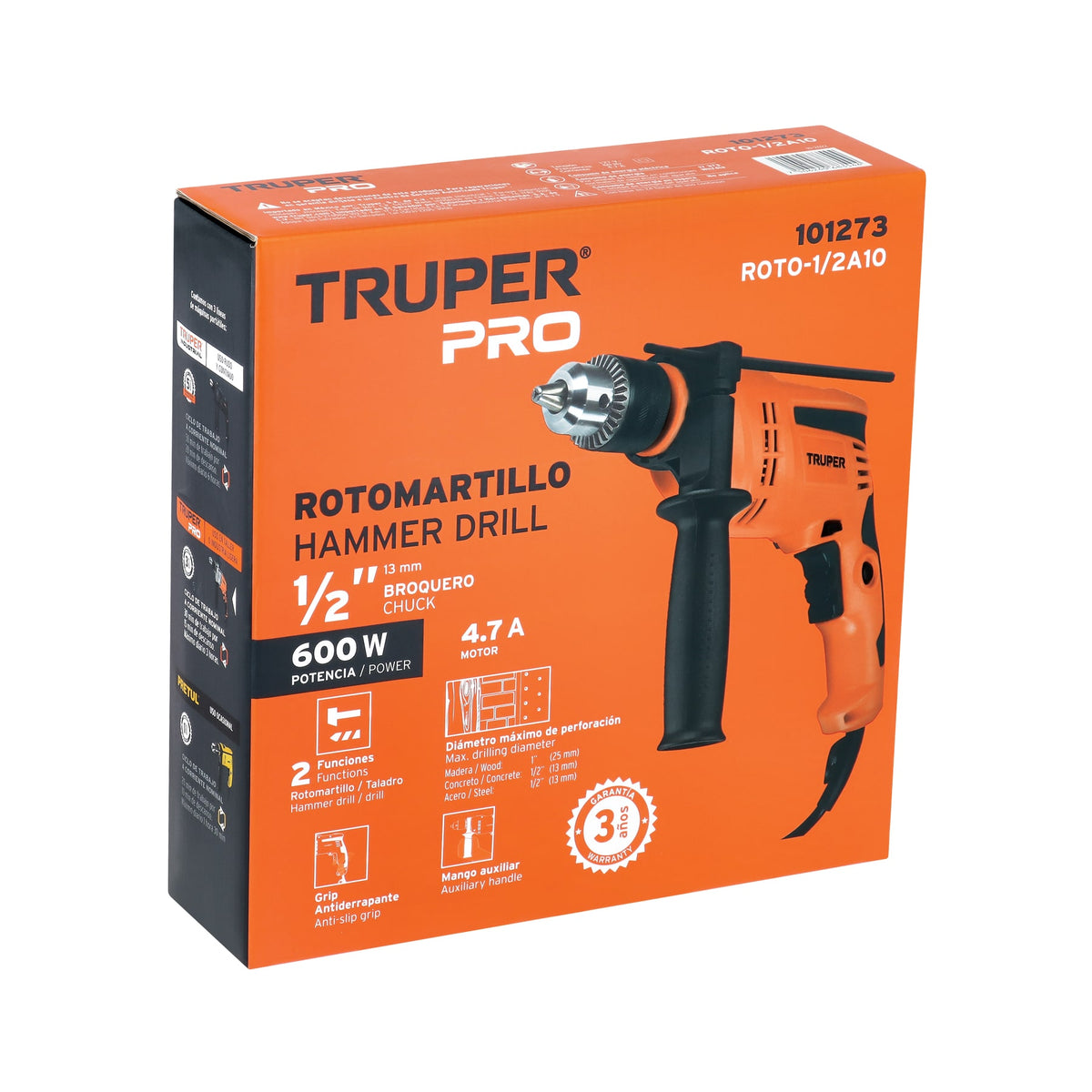 Rotomartillo/destornillador 1/2', 600W, TRUPER PRO — foto oficial 2