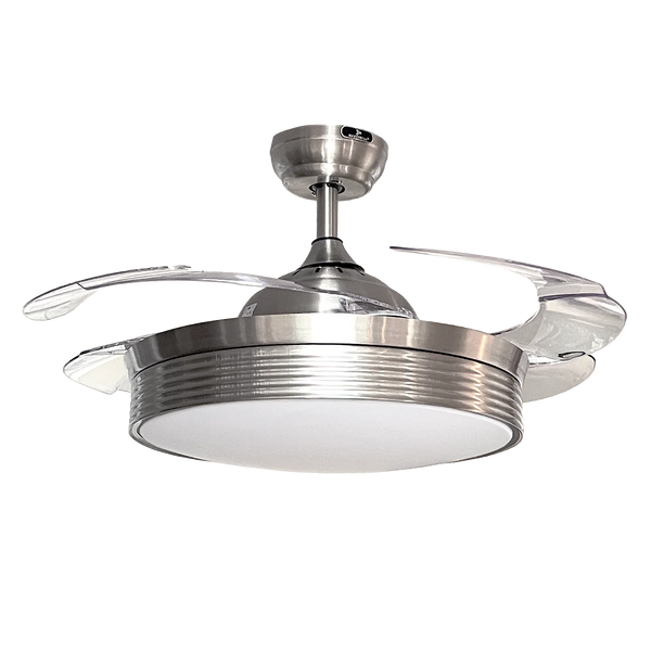 VENTILADOR SMART CON ILUMINACIÓN 42" ASPAS RETRACTIL MULTITEMPERATURA SATINADO WIFI MASTERFAN ROMA