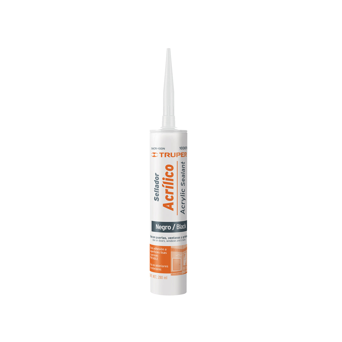 Sellador acrílico de 280 ml, negro, TRUPER, Truper, SKU 103076