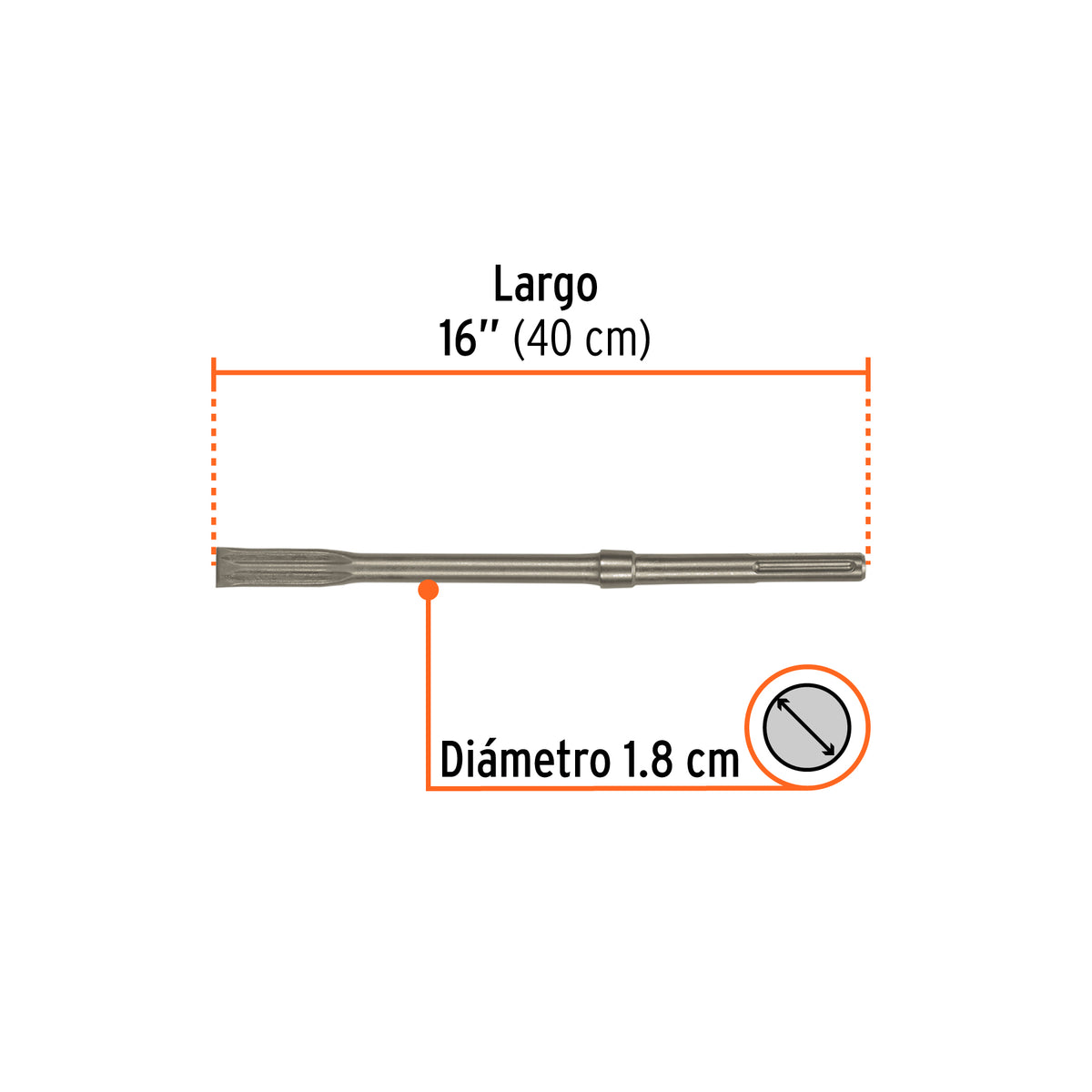 Cincel plano SDS max 1' x 16', TRUPER, Truper, SKU 101237 — vista 3