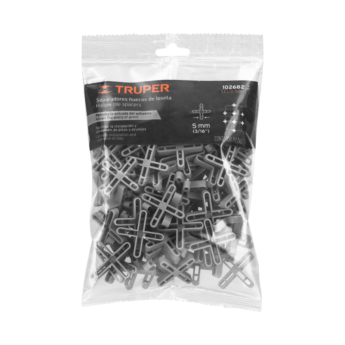 Bolsa con 100 separadores huecos de 5mm para losetas, TRUPER, Truper, SKU 102682 — vista 2