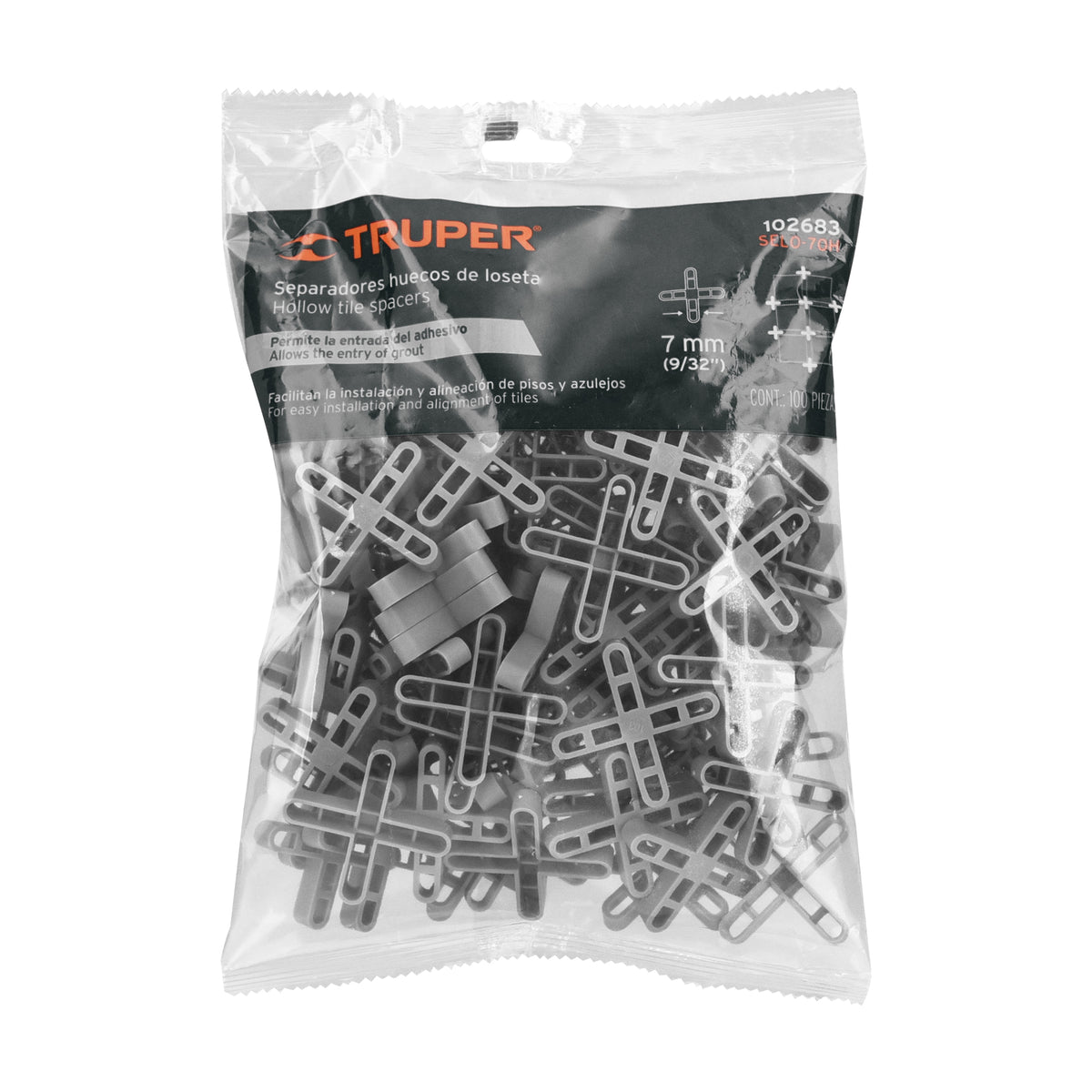 Bolsa con 100 separadores huecos de 7mm para losetas, TRUPER, Truper, SKU 102683 — vista 2