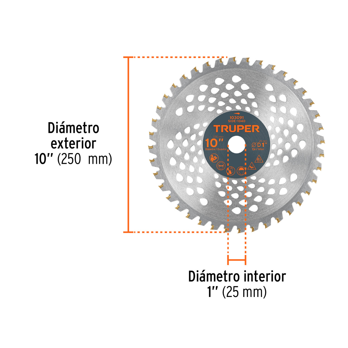 Disco sierra 10' para desbrozadoras, 40 dientes, TRUPER, Truper, SKU 103091 — vista 3