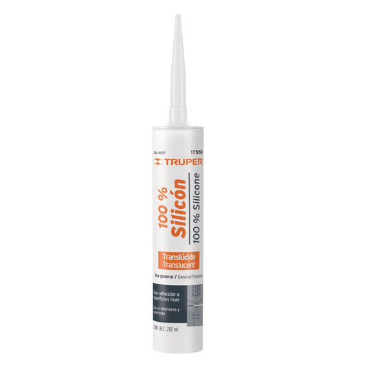 SELLADOR TRANSPARENTE 100% SILICÓN 280ML TRUPER 17559 SIL-100T