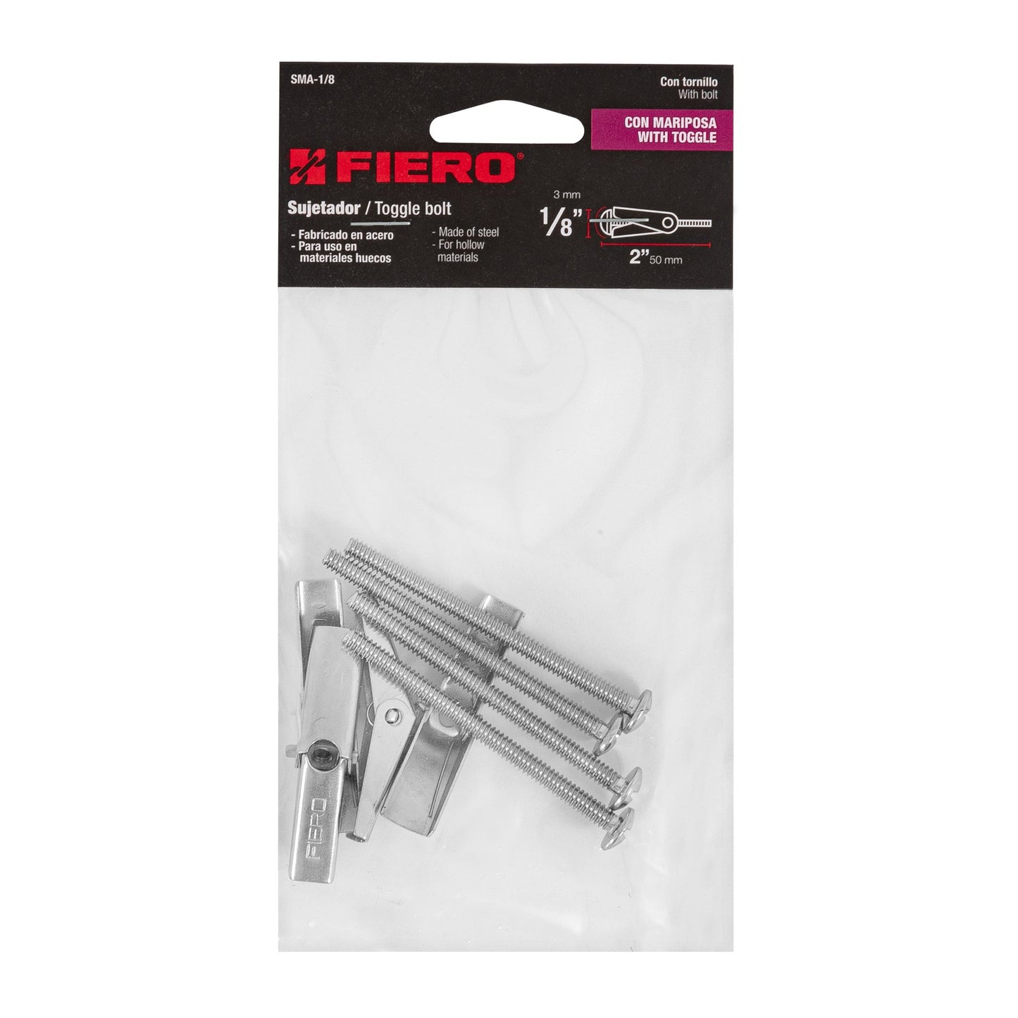 BOLSA 4PZS SUJETADOR MARIPOSA 1/8" X 2" FIERO 47358 SMA-1/8