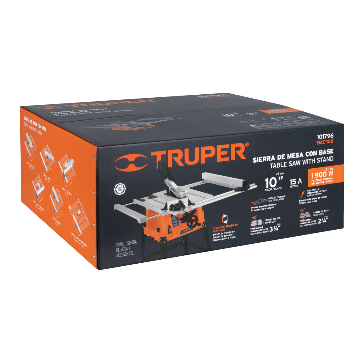 Sierra de mesa 10', 2-1/2 HP (1900 W), con base, TRUPER — foto oficial 2