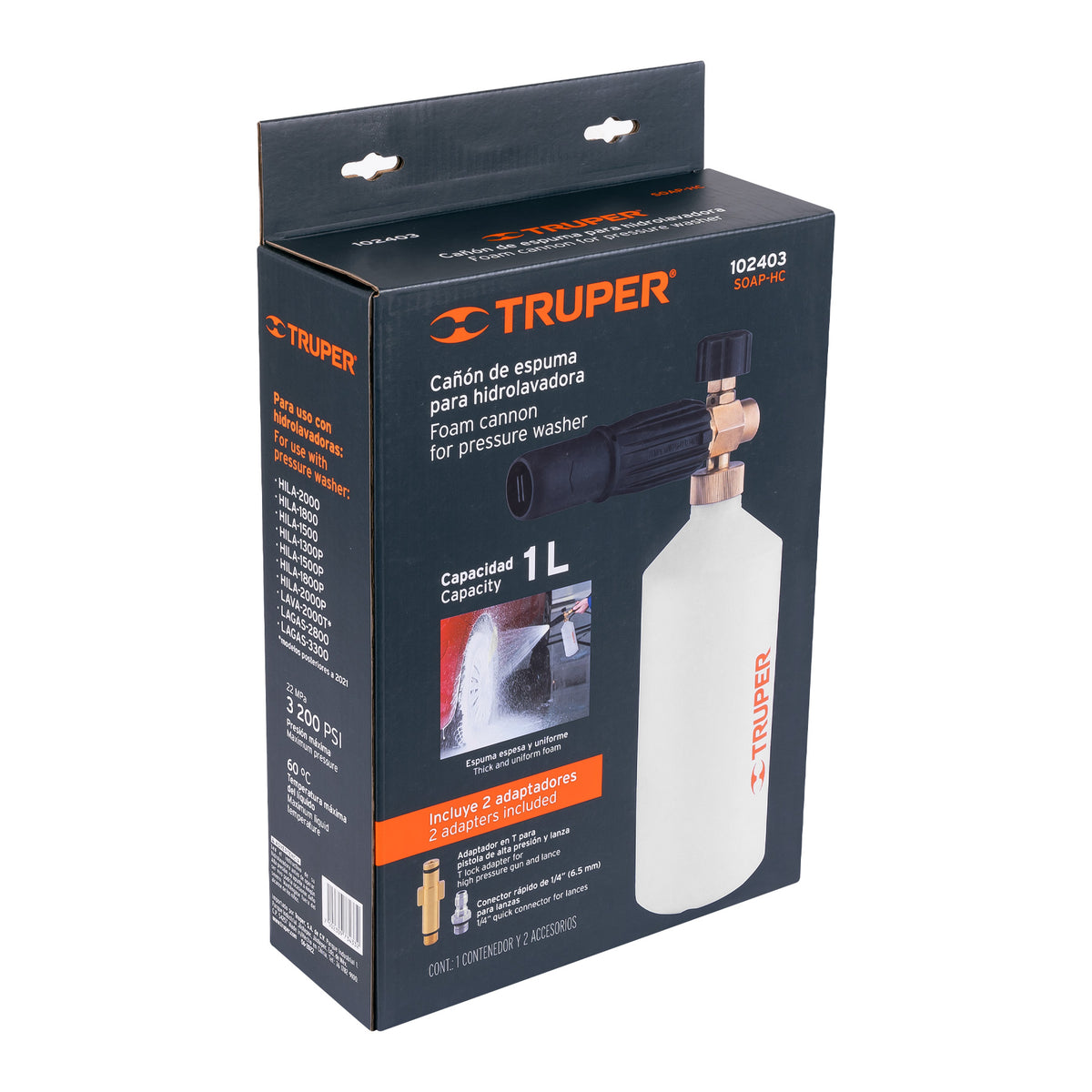 Dispensador con cañón lanza espuma para hidrolavadora, Truper, SKU 102403 — vista 2
