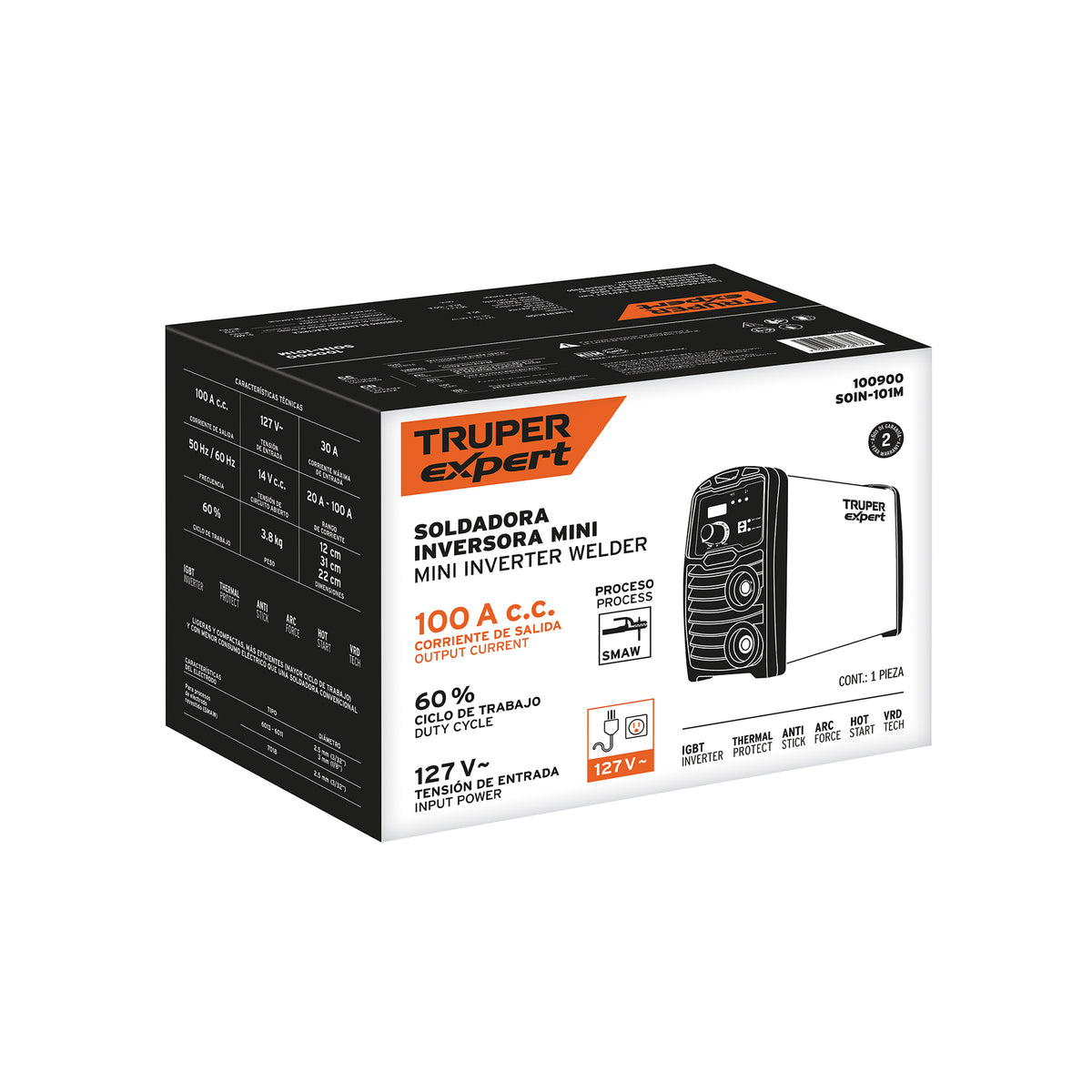 Mini soldadora inversora 100A, 127V, TRUPER EXPERT, Truper, SKU 100900 — vista 2