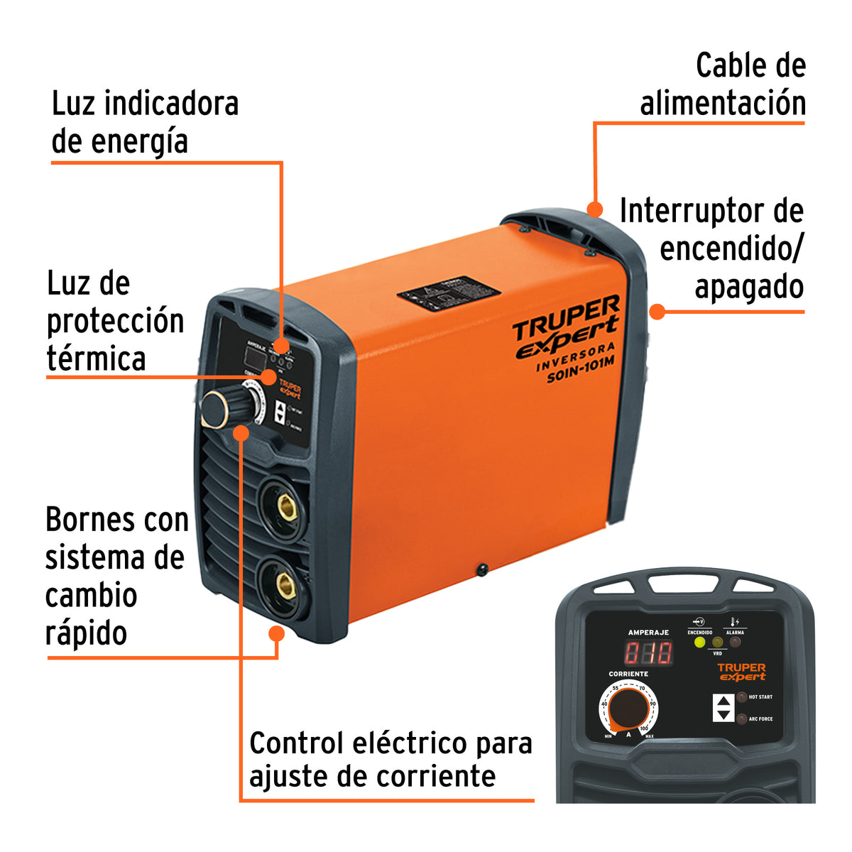 Mini soldadora inversora 100A, 127V, TRUPER EXPERT, Truper, SKU 100900 — vista 3