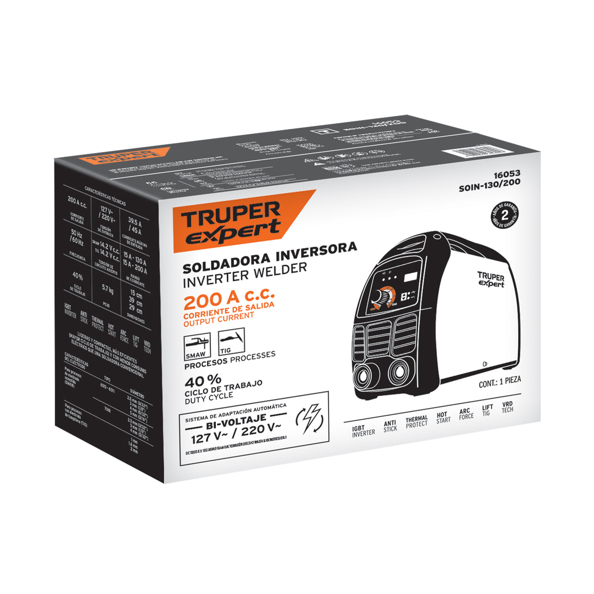 Soldadora inversora 200A bi-voltaje 127/220V TRUPER EXPERT — foto oficial 2