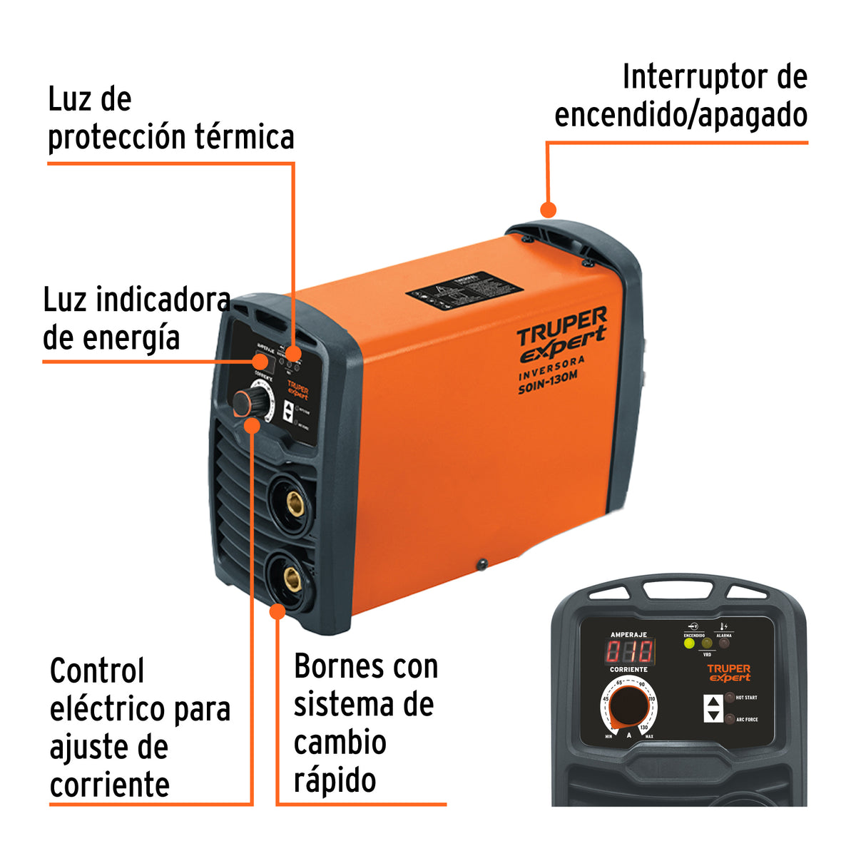 Mini soldadora inversora 130A, 127V, TRUPER EXPERT, Truper, SKU 102322 — vista 3