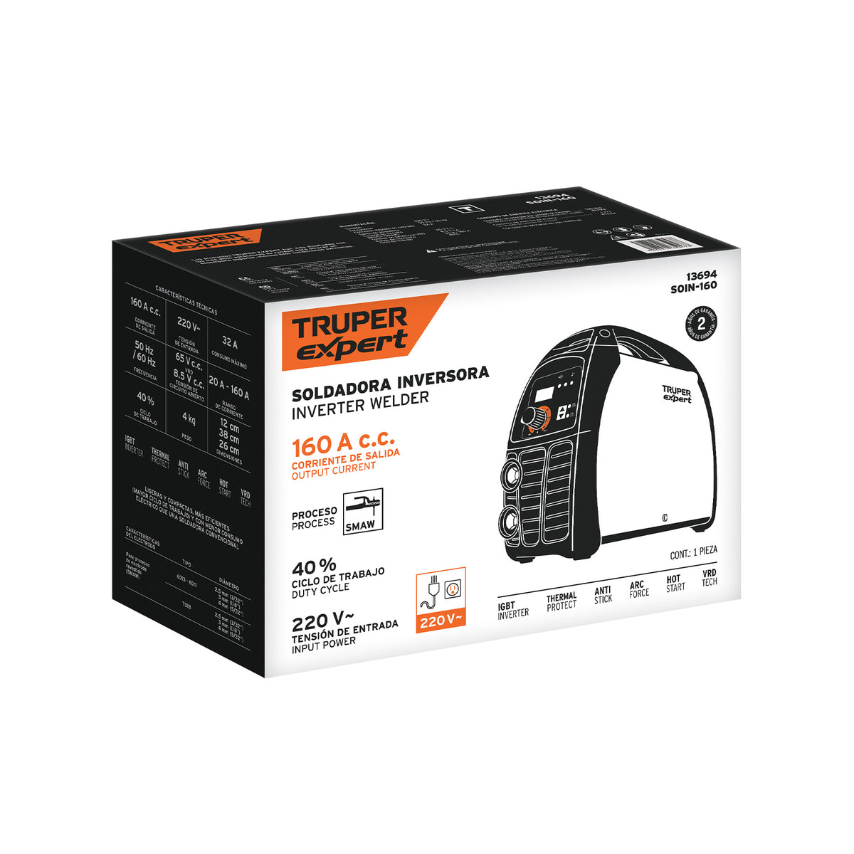 Soldadora inversora 160A 220V TRUPER EXPERT — foto oficial 2