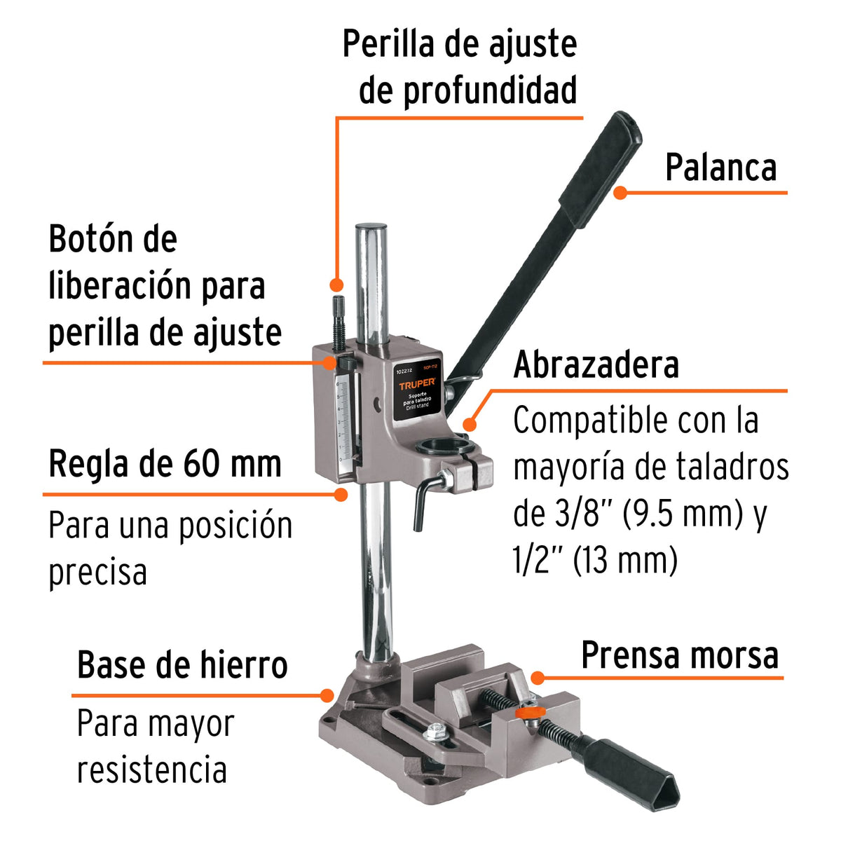 Soporte vertical para taladro 3/8'-1/2', TRUPER, Truper, SKU 102272 — vista 3