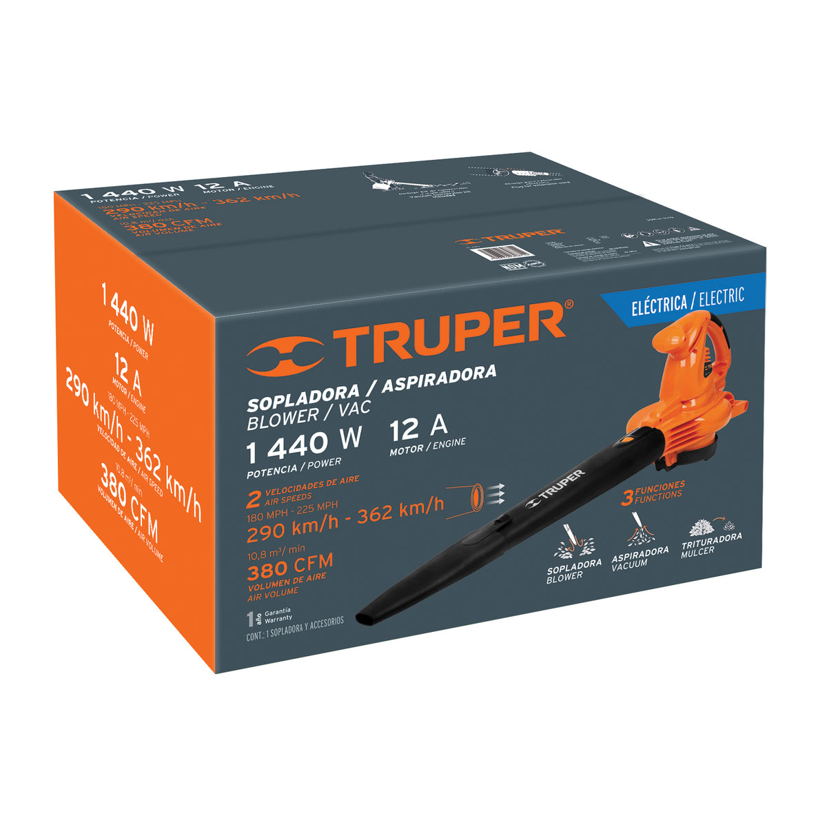 Sopladora/Aspiradora 1440 W con bolsa recolectora TRUPER — foto oficial 2