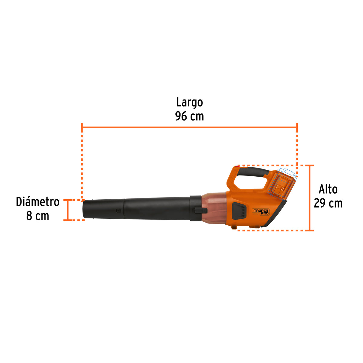Sopladora inalámbrica 40V, sin accesorios, TRUPER PRO, Truper, SKU 103555 — vista 4