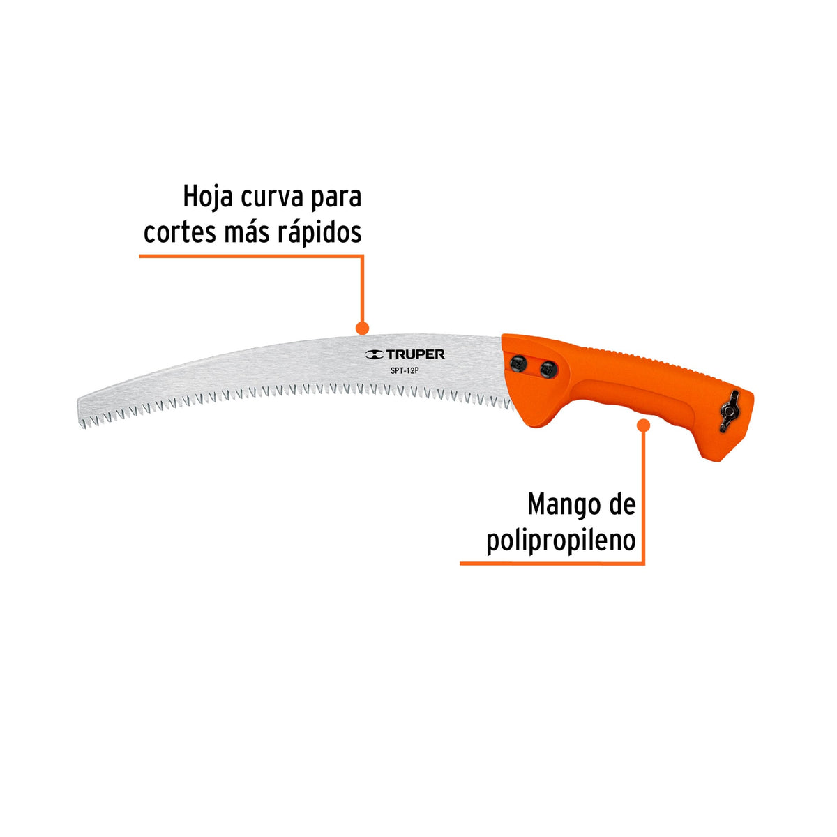 Serrucho de poda 12',hoja curva,6 DPP,mango plástico, TRUPER, Truper, SKU 101389 — vista 3