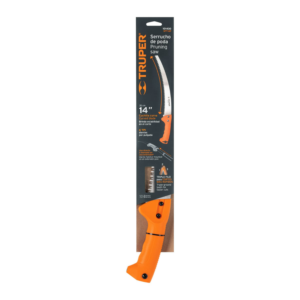 Serrucho de poda 14',hoja curva,6 DPP,mango plástico, TRUPER, Truper, SKU 101430 — vista 2