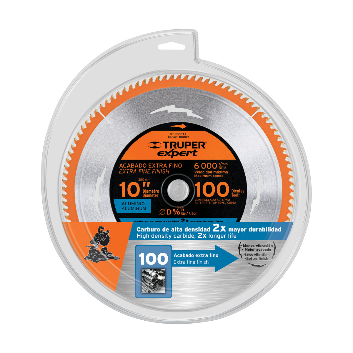 Disco sierra 10' p/aluminio, 100 dientes centro 5/8', EXPERT, Expert, SKU 100109 — vista 2