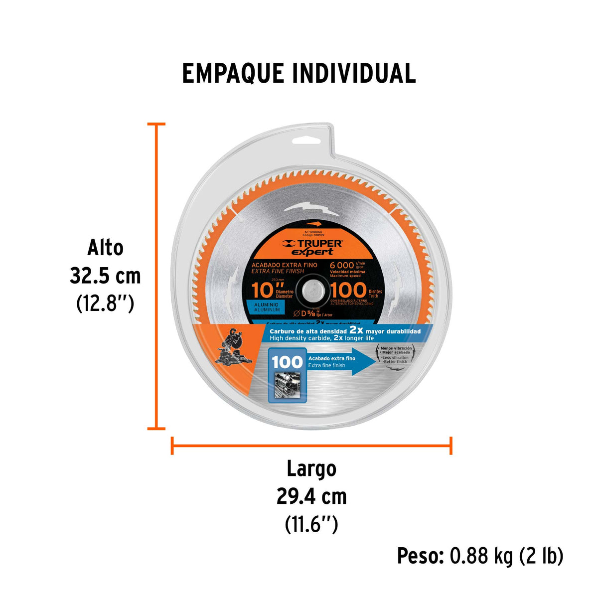 Disco sierra 10' p/aluminio, 100 dientes centro 5/8', EXPERT, Expert, SKU 100109 — vista 5
