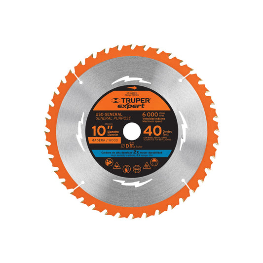 Disco sierra 10' para madera, 40 dientes centro 1', EXPERT, Expert, SKU 100105