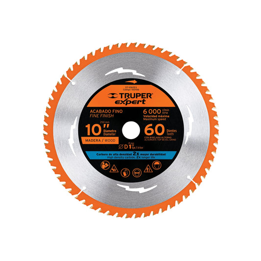 Disco sierra 10' para madera, 60 dientes centro 1', EXPERT, Expert, SKU 100106