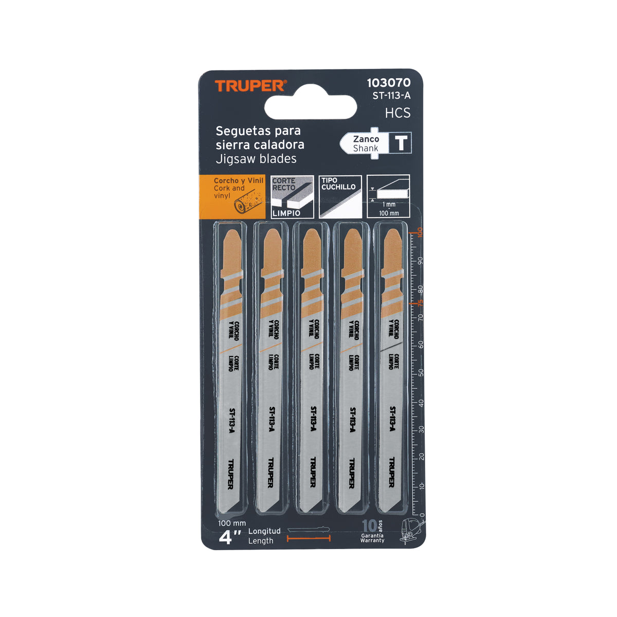 Blíster 5 seguetas T, cuchilla HCS, para material suave, Truper, SKU 103070 — vista 2