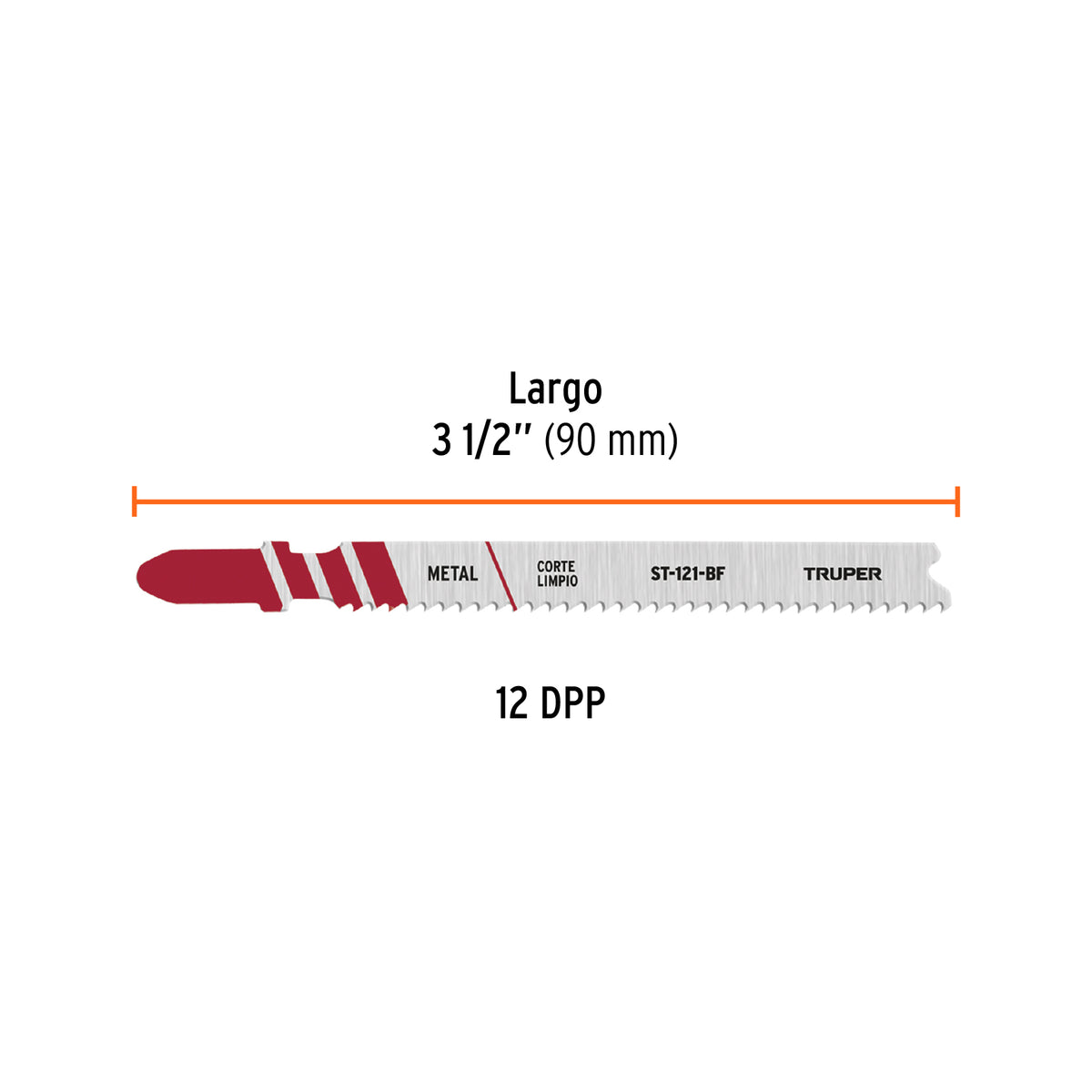 Blíster 5 seguetas T, 12 DPP BIM, corte recto rápido/metal, Truper, SKU 103047 — vista 3