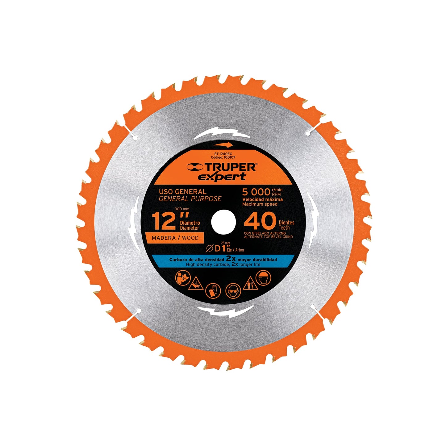 Disco sierra 12' para madera, 40 dientes centro 1', EXPERT, Expert, SKU 100107